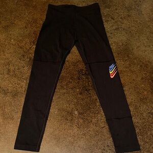 Nike Kids Black Leggings with Multicolor Stacked Swoosh